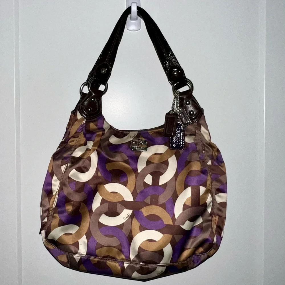Coach Purple and Brown Patterned Hobo Bag & Wallet - Picture 11 of 11